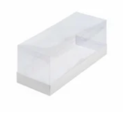 Изображение Коробка с прозрачной крышкой под макаруны 185*60*60 мм, белая